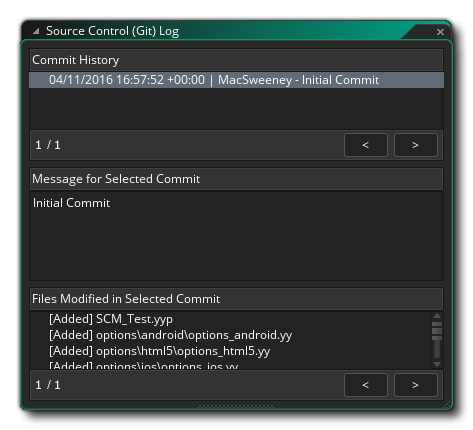 Source Control History Window